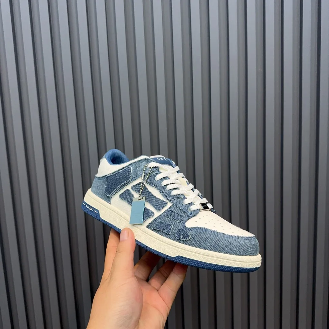 Men's men's shoes 💰600 AMIRI high street sneakers with bone sports shoes, toe layer cowhide upper, upper side bones, hand-stitched, good three-dimensional effect, customized metal LOGO, size 38-45 46